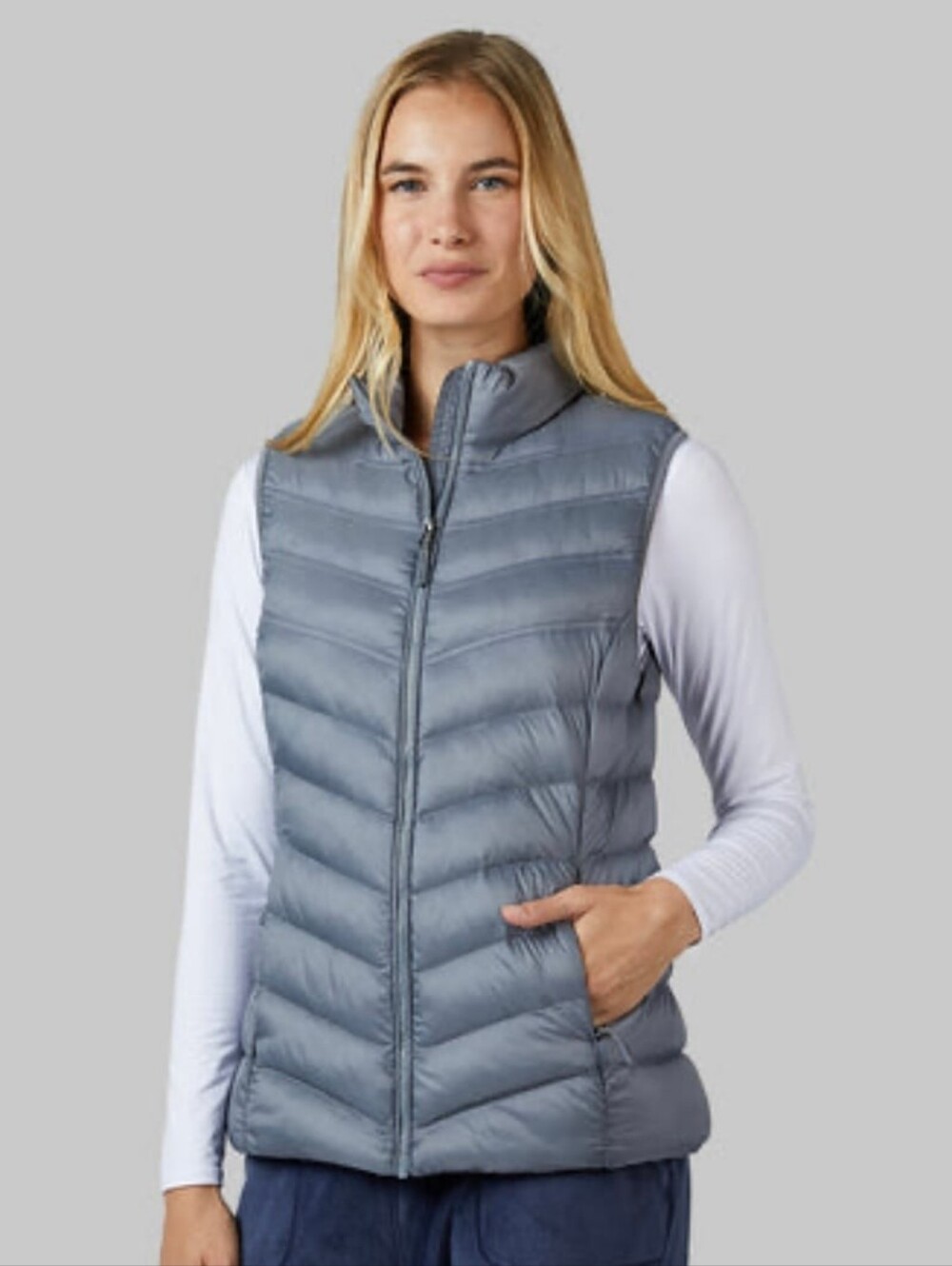 32°Degreez Heat-Lightweight Quilted Puffer Vest - Steel Gray